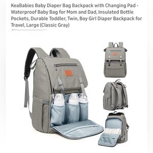 NWT..Gray Diaper Bag Backpack for Men and Women